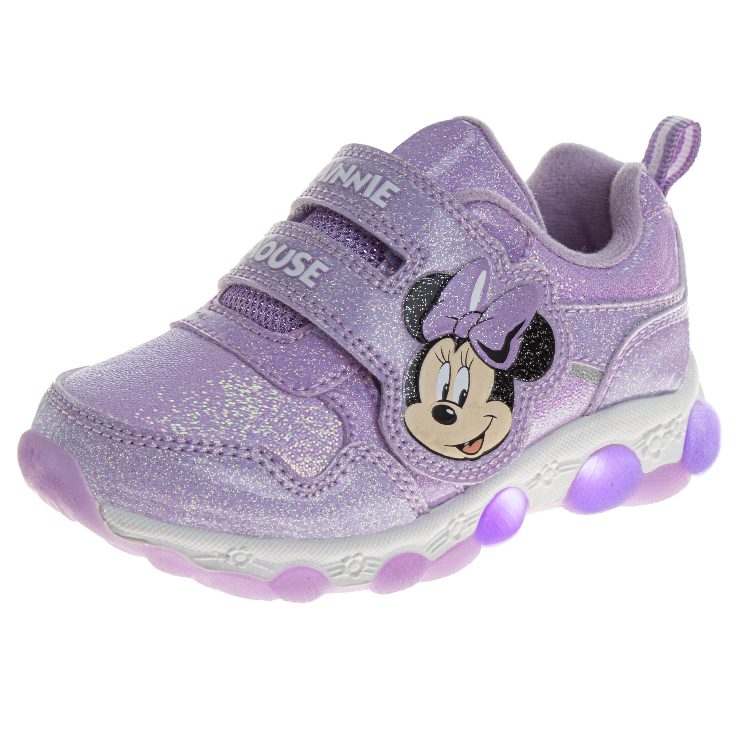 Disney Girls' innie Mouse Shoes - Minnie Mouse Slip-On Laceless Light-Up Sneakers, Purple Lilac (Size 10 Toddler) Image