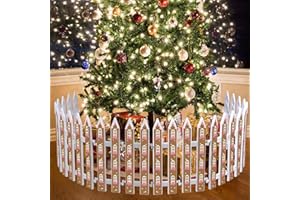 Soaoo 36 Pcs Christmas Tree Gate Christmas Tree Fences Decoration Candy Cane Picket Fence Cat Proof Indoor Garden Decoration Fence for Holiday Party Home Decor(Multicolor,Gingerbread House Style)