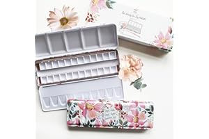 PAINTCRUSH Empty Watercolor Palette, 24 Half Pans (Dahlias)