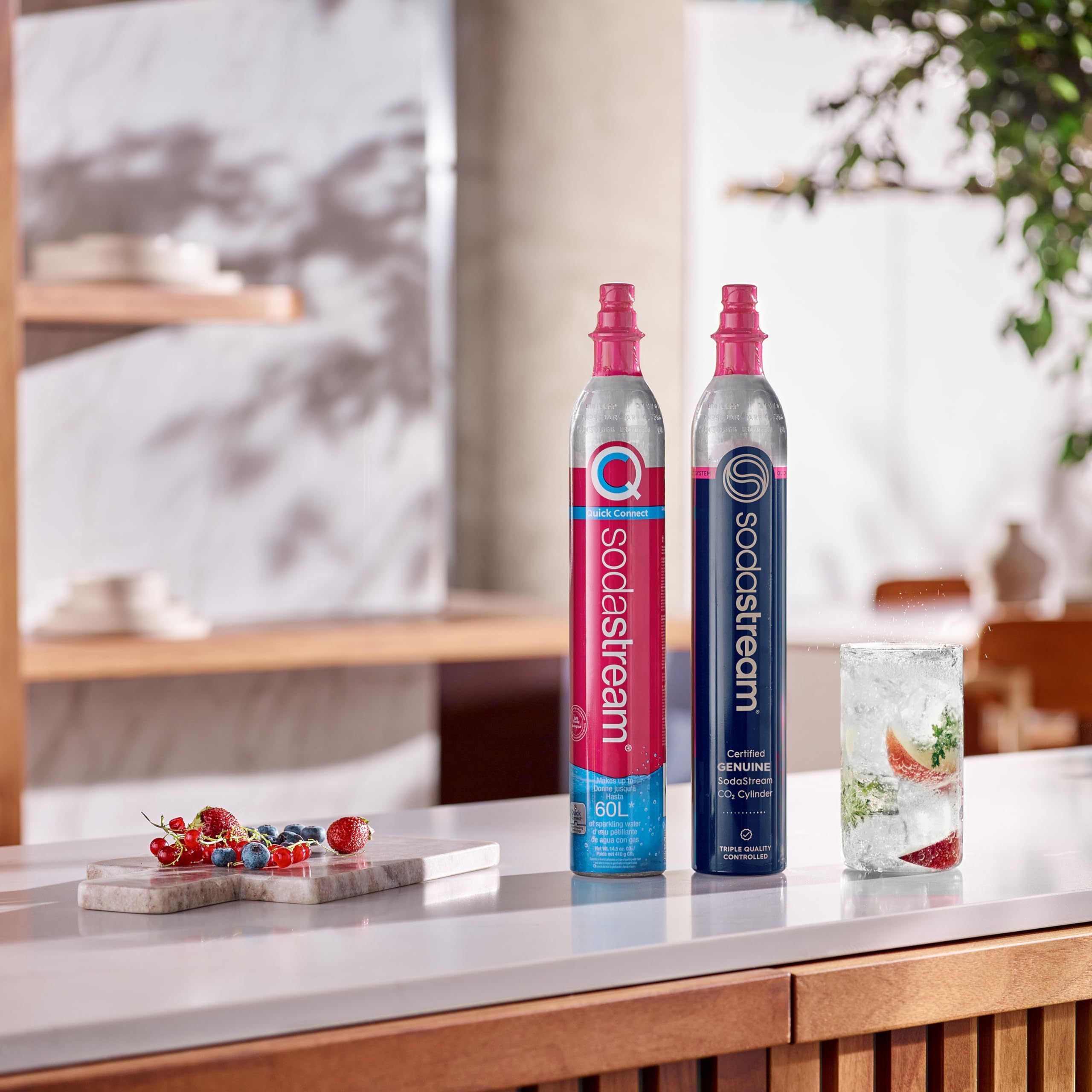 sodastream CO2 Gas Carbonation Bundle | 3x 60L QuickConnect Cylinders, Pink CQC System - Never run out of CO2 Again - Compatible with Terra, ART, Aqua Fizz, E-Terra, E-DUO, Enso and Gaia