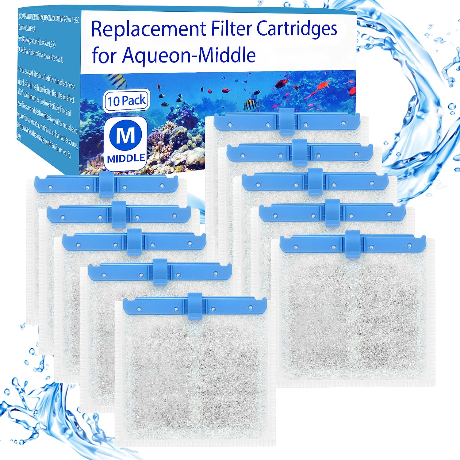 Photo 1 of 10 Pack Medium Replacement Filters Cartridges for Aqueon QuietFlow,Replacement Filter Cartridges with Aqueon QuietFlow LED PRO Power Filter Size 10