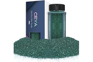 Ceya Ultra Fine Glitter Powder，3.5oz/ 100g Emerald Green Craft Glitter Powder Mixed Fine Iridescent Nail Sequins Flakes for Epoxy Resin, DIY Crafts Tumblers Painting, Scrapbooking, Christmas Decor