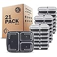 Freshware Meal Prep Containers [21 Pack] 3 Compartment with Lids, Food Storage Containers, Bento Box, Stackable, Microwave/Di
