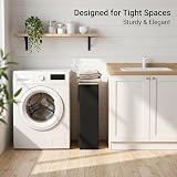 efluky Slim Laundry Basket with Lid 63L Tall Narrow Foldable Black view 6