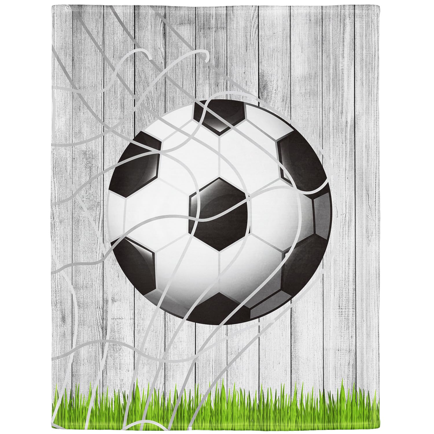 Yisumei blanket, cuddly blankets, soft flannel/fleece blanket, bedspread, football field, green, Polyester, White, 125x150 cm