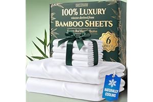 DECOLURE 100% Viscose Derived from Bamboo Sheets King Size - Luxury 6 Pc Naturally Cooling Sheets, Ultra Soft Bed Set - Deep 17" Pockets, Durable Double Stitching, Oeko Tex Standard (White)