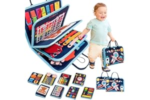 LERCAII Toddler Busy Board Book Montessori Toys for 1 2 3 4 Years Old,Sensory Board Educational Activities for Learning Fine Motor Skill,Toy for Boy & Girl Birthday Gift,Toddler Toy for Airplane Car Travel﻿