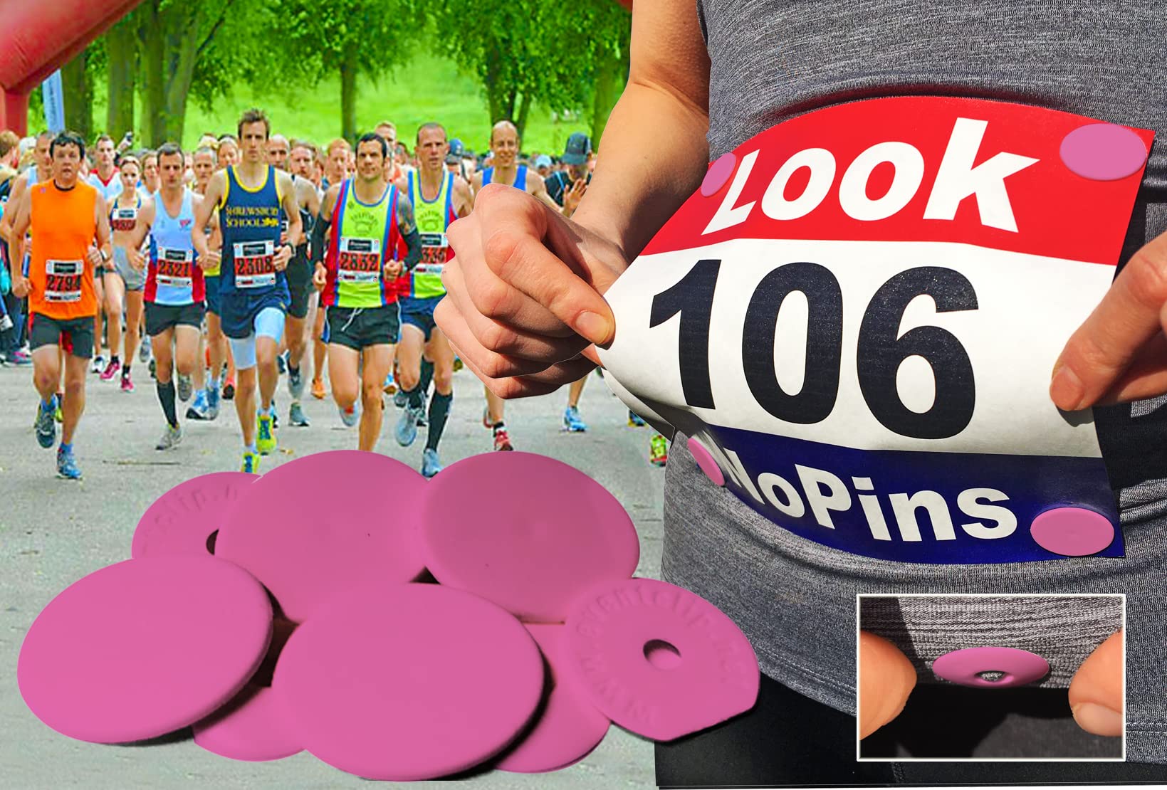 EventClip Race Bib Clips X 4 - PINK. Proven Snap-Lock for Securing Running and Cycling Numbers. Made in the UK with Recycled Plastic Since 2009 Far better than Magnets. Fed up with Safety Pins?