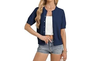GRACE KARIN Women Summer Lightweight Short Sleeve Cardigan 2026 Casual Button Up Knit Cropped Shrug Sweater