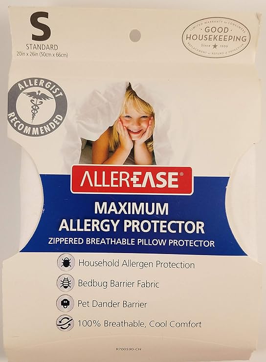 AllerEase Maximum Allergy Protection Breathable Zippered Pillow Protector Home