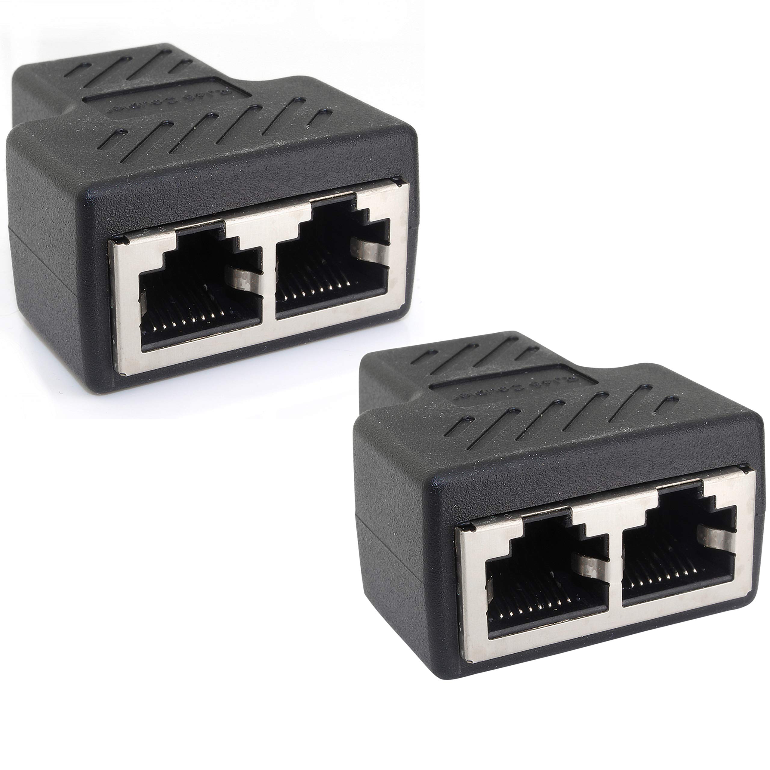 1aTTack.de Cat.6A Network Cable Connector Cable Splitter Adapter RJ45 Compatible with Cat5 Cat6 Cat7 Cat8 Pack of 2