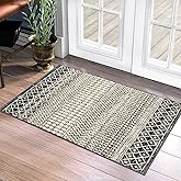Nailttos Moroccan Area Rug, 2x3 Black Distressed Entryway Rug Non-Slip Small Rug, Soft Low-Pile Washable Indoor Door Mat Floor Carpet for Entrance Bedroom Kitchen Bathroom