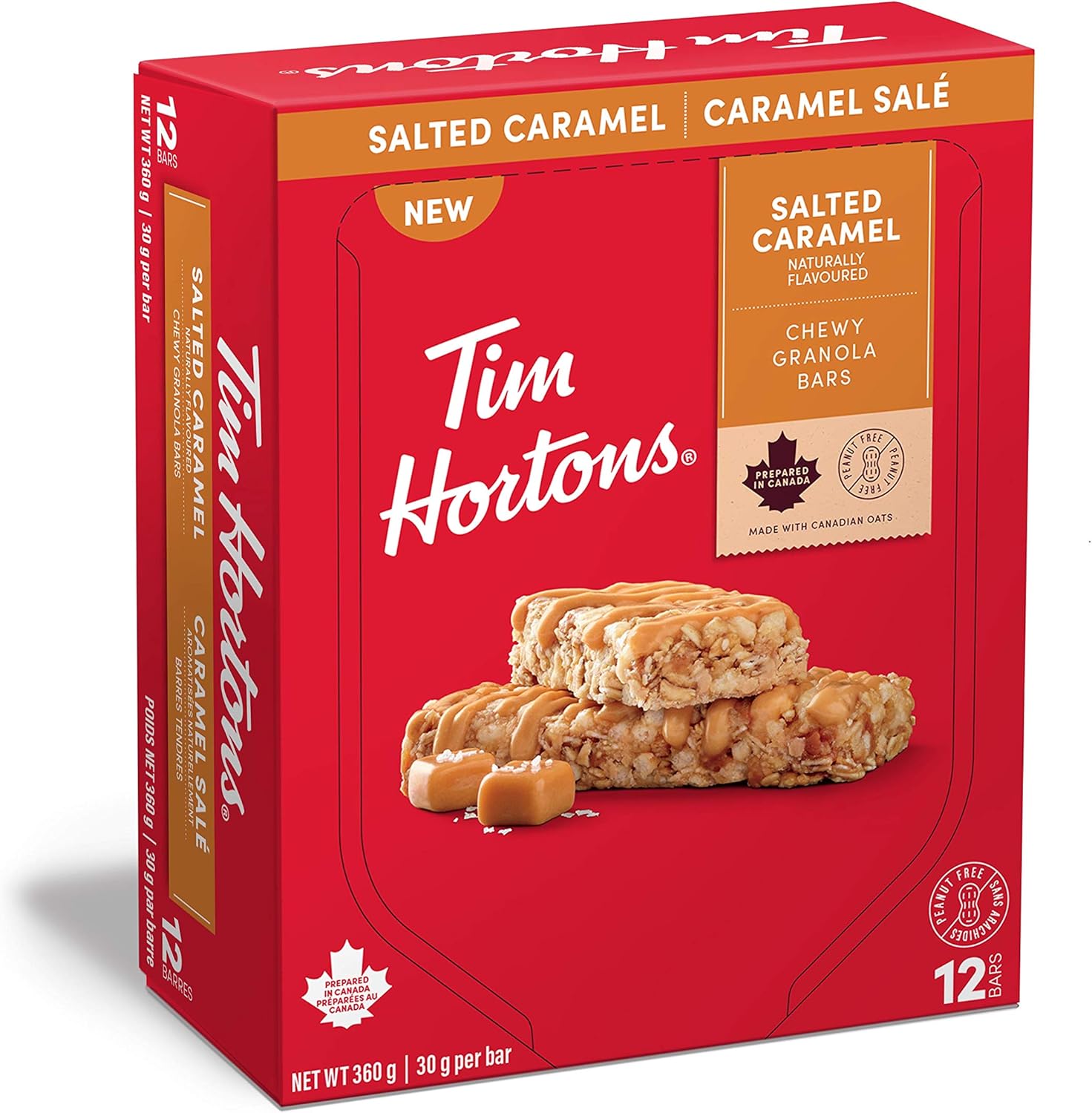 Tim Hortons Salted Caramel Granola Bars, Peanut Free, 12 Count Amazon.ca Grocery