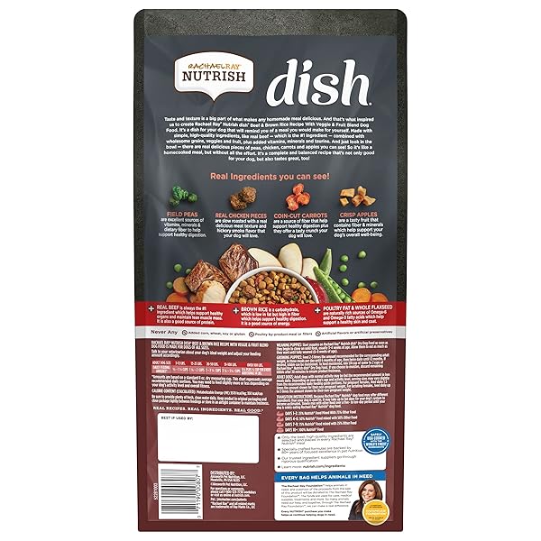 RACHAEL RAY NUTRISH DISH PREMIUM NATURAL DRY DOG FOOD, BEEF & BROWN RICE RECIPE WITH VEGGIES, FRUIT & CHICKEN, 3.75 POUNDS