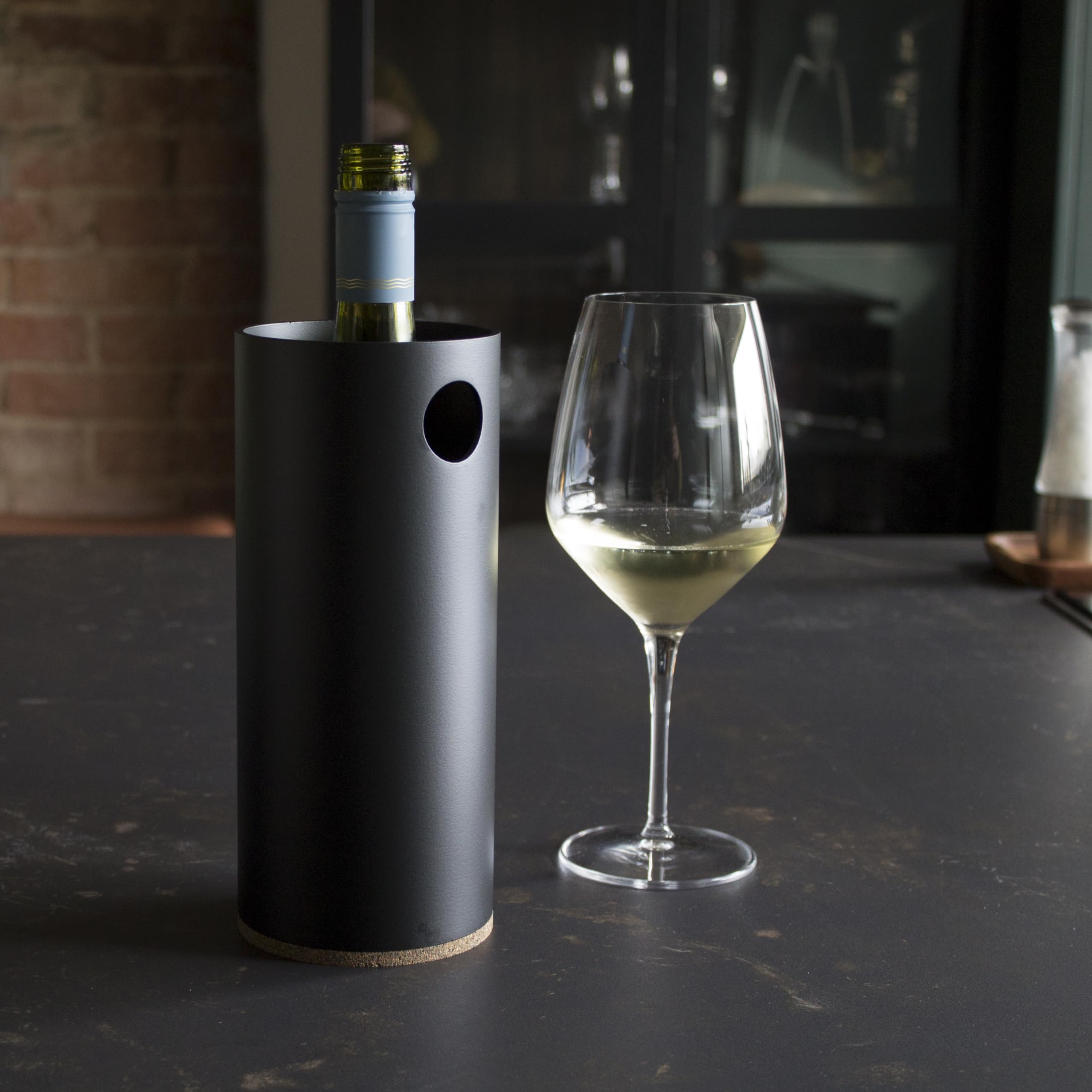 ALUVIN DRYCOOL Bottle Cooler - ICE-Free Bucket - No Ice or Waste Water - Matte Black (Staight Top)