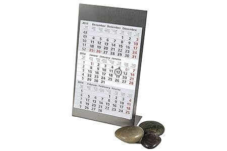 TISCHKALENDER STEHKALENDER AUFSTELLKALENDER aus Edelstahl 2019 + 2020
