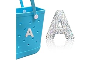 HLUWA Diamond Letter Charms for Bogg Bag - Sparkling Rhinestone Alphabet Lettering Accessories for Handbag, Beach Tote Bag
