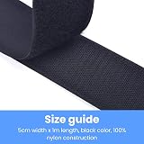 On1shelf Black Sew On Hook and Loop Tape Set 5cm-1m Nylon Fabric Fastener view 4
