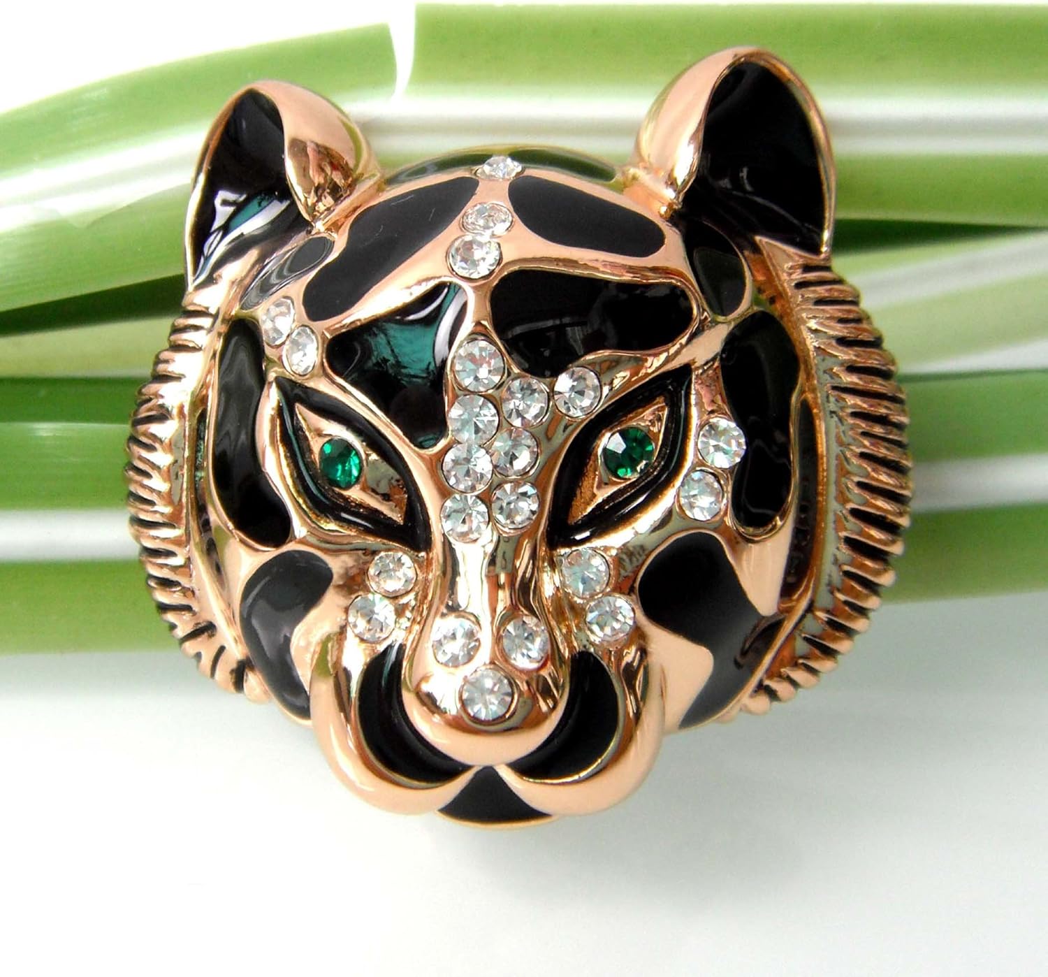 Navachi 18k Gold Plated Clear Crystal Tiger Az7406b Brooch Pin, Golden - Image 4