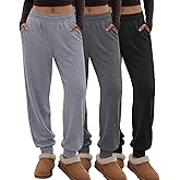 Velvelhall 3 Pack Women's Lounge Joggers Loose Yoga Pants with Pockets High Waisted Sweatpants Comfy Casual Pajama Pants