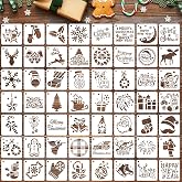 Augshy 56 Pcs 3x3 Inch Christmas Stencils, Reusable Stencils for DIY Crafts | Snowflake Santa Claus Reindeer, for Wood Glass Cloth Rock, Window Door Holiday Decor, Art Painting Stencils