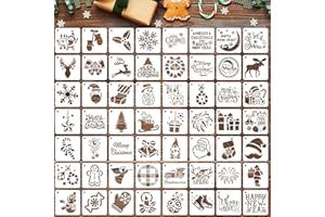 Augshy 56 Pack Christmas Dot Painting Templates Stencils DIY Christmas Pattern Stencils for Scrapbooking Drawing Wall Floor D