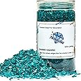 TWINKLING High Luster Fire Glass Gravel Stone Glitter,Broken Glass,Fire Gems Chips,Crushed Glass for Fire Pit Crafts Resin Art Aquarium Garden Decoration,3-6mm,1-Pound Jar (Turquoise)