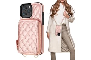 Bocasal Crossbody Wallet Case for iPhone 16 Pro Max, RFID Blocking PU Leather Zipper Handbag Purse Flip Cover, Kickstand Foli