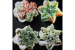 YMMLLP Snowflake Silicone Molds Christmas Snowflake Soap Molds Snowflakes Candle Mold 3D Christmas Silicone Chocolate Mold for Making Soaps Candles Bath Bomb Cookie Cake Candy Chocolate Muffins Ice(4 White)