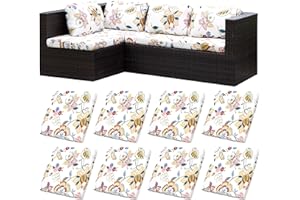 BIETYONE 8Pcs Stretch Patio Cushion Covers Outdoor Cushion Covers,for Outdoor Couch Cushion Covers Replacement,Outdoor Sofa Covers Patio Slipcovers Couch Cover,Washable Furniture Cover (Vivid, Cover Only)