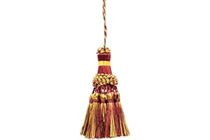 DÉCOPRO Noblesse Collection Elegant Hand Crafted 4" (10cm) Key Tassel (NKT) Burgundy Gold Red Multicolor #1253 (Carmine Red, Yellow Gold, Dark Red) Individually Sold