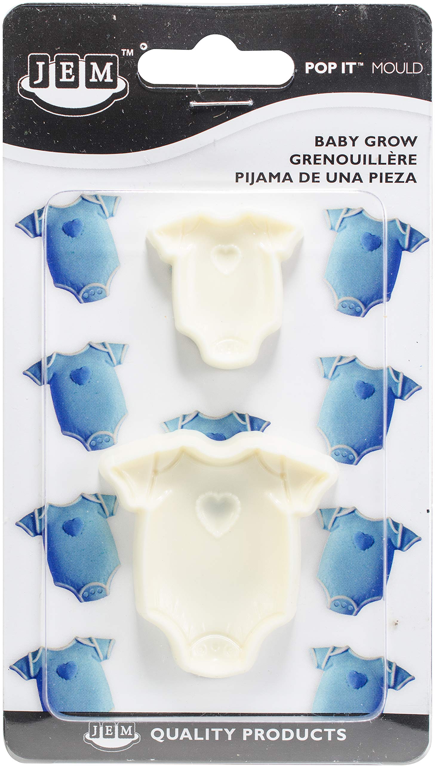 PME 1102EP001 JEM "Pop It" Baby Grow Shaped Mould for Cake Decorating, Set of 2, Large / Small sizes Off-white 5x2x5 cm
