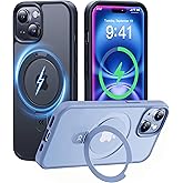 CASEKOO for iPhone 15 Case with Magnetic Invisible Stand [Military Drop Protection] [Compatible with MagSafe] Shockproof Slim Translucent Matte Case 6.1 Inch, Black, for Man/Woman