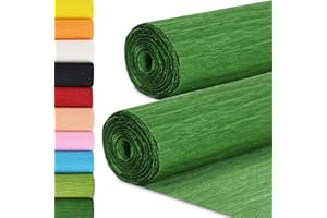 BEISHIDA Dark Green Crepe Paper Roll, 9.8 Inch Wide 8ft Long Crepe Paper Sheet for Flower Making, Wedding Ceremony, Birthday Holiday Party Decoration,DIY Craft(2Rolls)