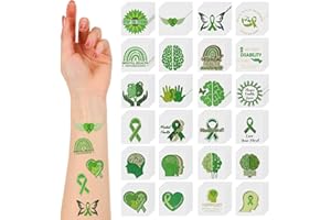 Landhoow 240 Pcs Mental Health Awareness Tattoos Temporary for Kids Glitter Face Tattoos Cool Body Sticker Costume Accessory Tattoos for Adults Boys Girls Party Favor