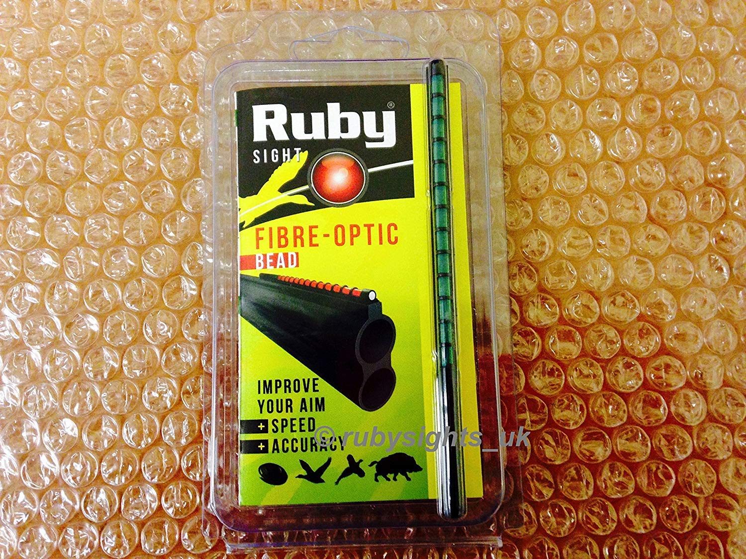 RUBY FIBRE OPTIC SHOTGUN SIGHT GREEN BEAD 120MM HUNTING SPORTING