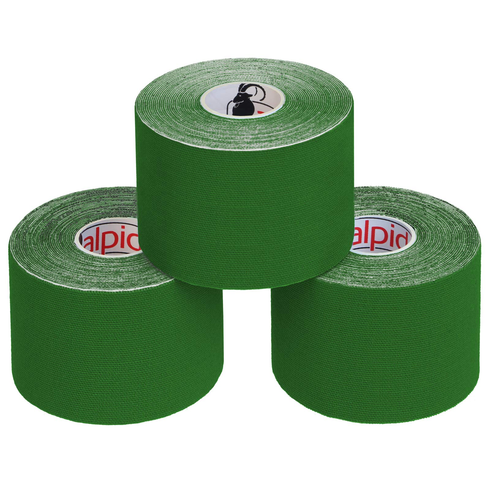 ALPIDEX Kinesiology Tape 1/3/ 6/12 Rolls Many Colors 5 m x 5 cm Application Examples E- Book Skin Friendly Muscle Support Elastic Strapping Tape, Colour:Green, Quantity:3 Rolls โ image 1