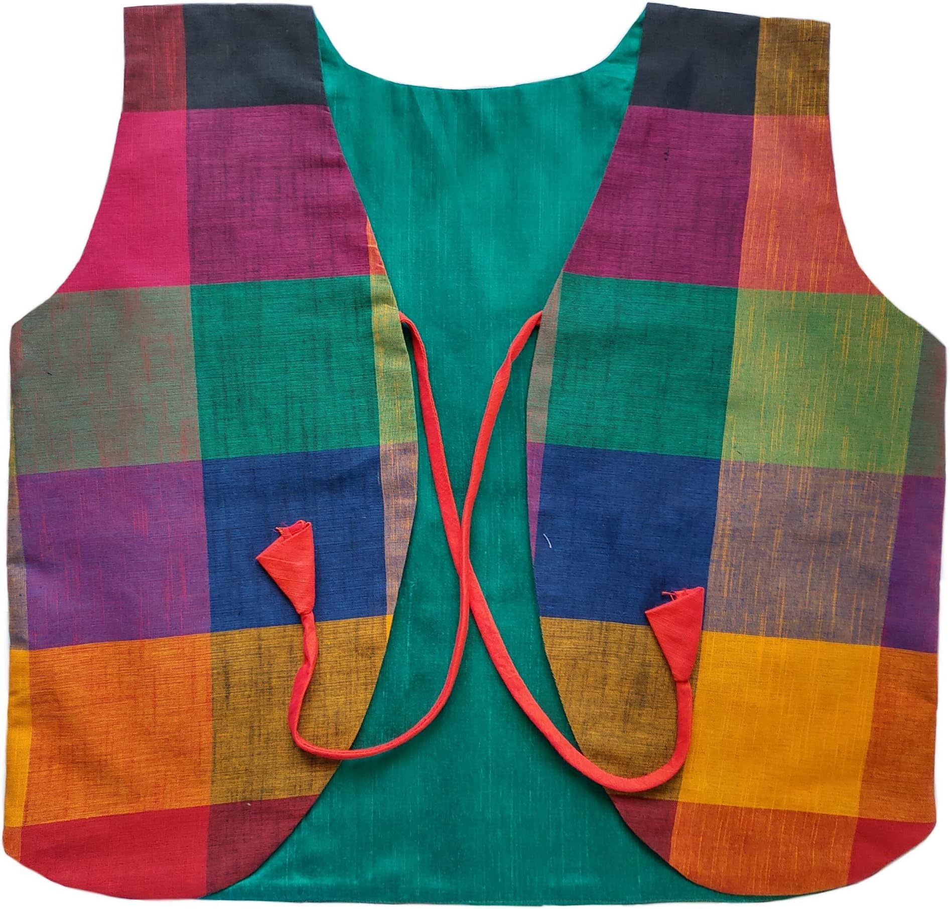 Kaass Collection Cotton and Silk Sleeveless Reversible Jacket/Waist Coat