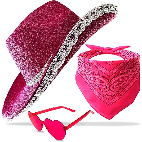 Set De Sombrero Vaquero Con Gafas De Corazón, Pañuelos Y Alfileres - Accesorios Para Fiesta Western, Carnaval Y Halloween