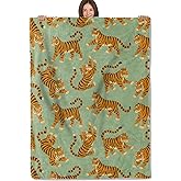 Playful Tiger Blanket Soft Lightweight Flannel Throw Blanket for Living Room Bedding Travel Home Decor Cozy 50x60 Inch Blankets Gifts for Adults Kids Women Men