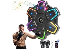 METROLLER Music Boxing Machine for Adults with Gloves，Wall Mounted Electronic Smart Boxing Music Trainer with LED Interactive Punching Trainer Boxing Target for Kids Women Gym Office Workout Large