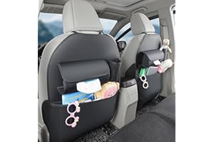 EVMODS UPGRADED 2025 Car Seat Back Protector Kick Mats Covers for Tesla+Extra Large Backseat Organizer Storage Pocket,Protection Child Stepping On Seat Backrest.2 PCS