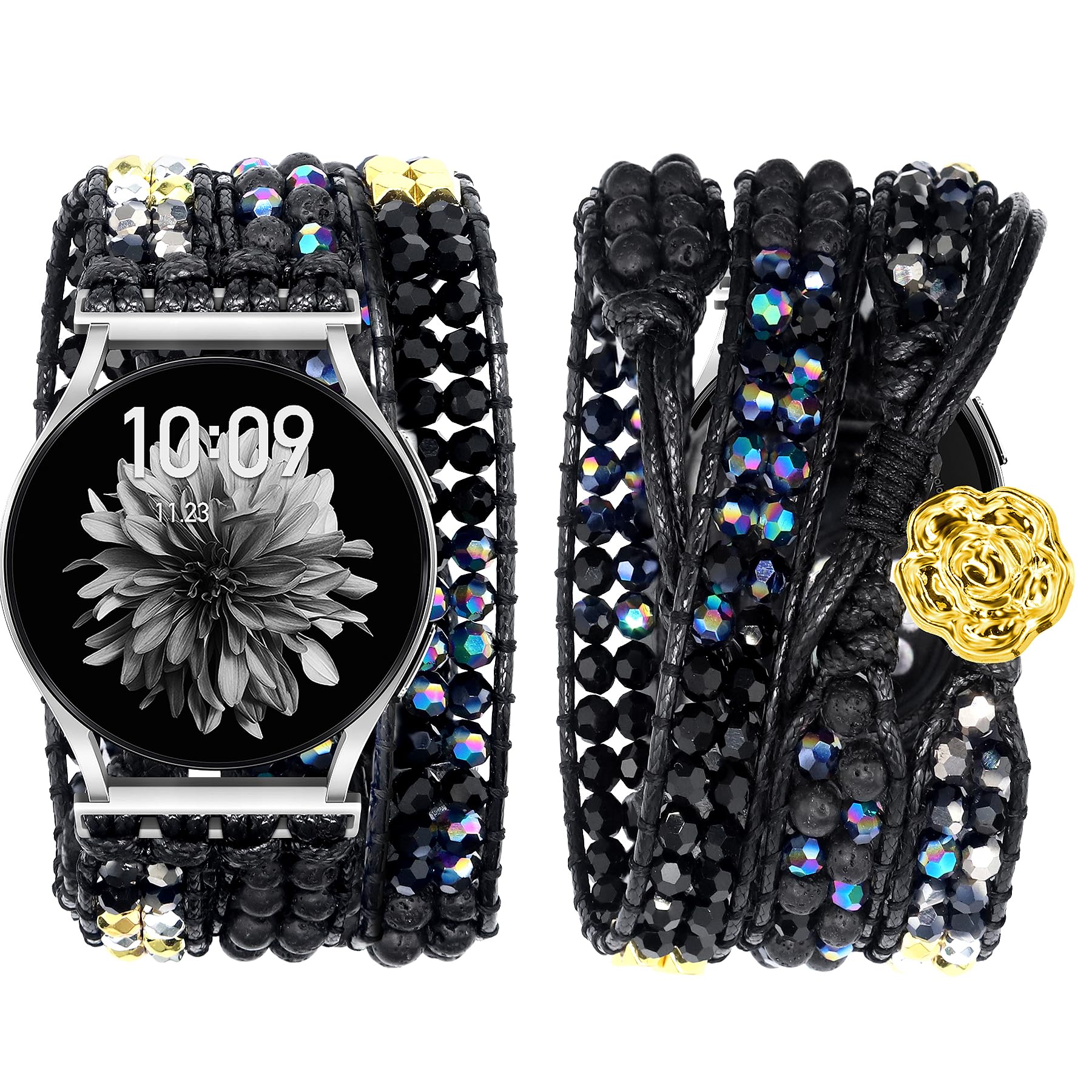 Photo 1 of JR.DM Boho Beaded Handmade Braided Bracelet Band Women 20mm Compatible with Samsung Galaxy Watch 7/6/5/4/Active 2/4 Classic/6 Classic/5 Pro/FE 40mm 42mm 43mm 44mm 45mm 46mm 47mm