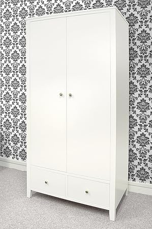 Brooklyn White Double Wardrobe 2 Drawers Metal Runners Quality