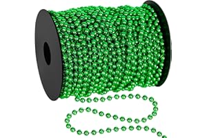 ARROWOM 100 Feet Christmas Bead Garland, Plastic Christmas Garland Tree Decoration, Hanging Beads Strands Chain Beaded Garlands for Christmas Home Mantle Fireplace Wreath Tree DIY Decor Supplies (Green)