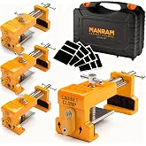 Cabinet Clamps 4 Pack, Face Frame Alignment Tool with Drill Guide | Cabinet Clamps 4 Pack, Heavy Duty Face Frame Alignment Tool with Drill Guide, EVA Pads and Carrying Case for Installation
