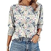 Dokotoo Women's 2026 Fashion Tops 3/4 Sleeve T-Shirts Cute Crewneck Basic Business Tees Blouses