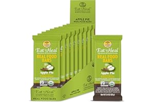 EatToHeal Apple Pie Real Food Bar - Organic Dates & Oats, Gluten Free Vegan Healthy Protein Bars - Low Sugar Meal Replacement Bar, Non GMO, Never Baked, Plant Based - Crafted to Enjoy