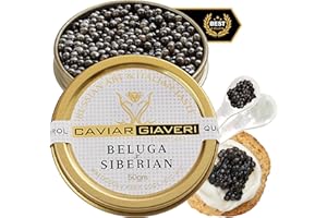 BESTER CAVIAR OVERNIGHT GUARANTEED, Bester’s Royal Beluga Hybrid Caviar Gift Set - Rated Best Black Caviar in the World, 1.75oz (50 G) Glass Jar with Free Blinis, Spoons, Gift Set (Huso huso x baerii)