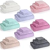 Peryiter 32 Pcs Bath Towels and Washcloths 6 Sets Microfiber Coral Velvet Highly Absorbent Quick Dry Soft Large Towels for Bathroom Fitness Sports Yoga Travel Spa Shower Hotel Gift